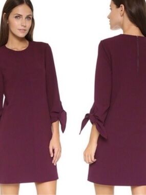 Women's Long-Sleeve Tie-Sleeve or Untied Shift Dress by Tibi in Wine Sz 0